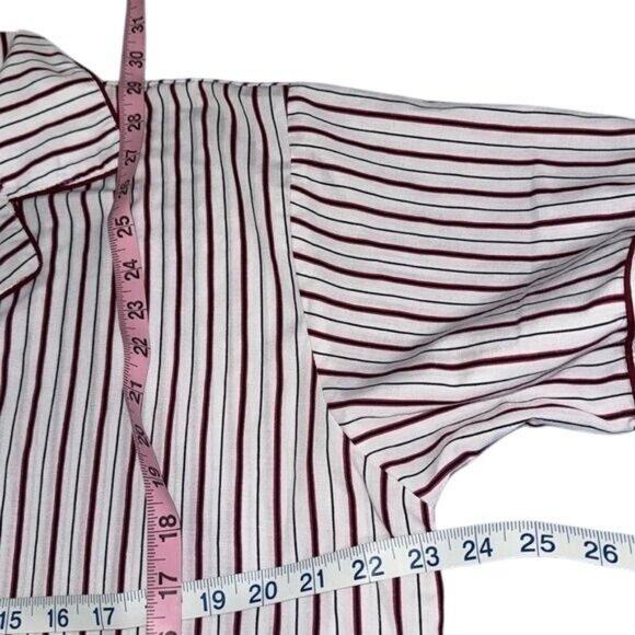 Mens Haband Striped Pajama Set Button-Up Shirt & Elastic Waist Pants M Polyester - Picture 7 of 9